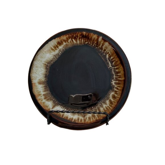 Pfaltzgraff Village Glazed Stoneware Sandwich Plate Brown Drip Rustic Boho - Picture 1 of 5